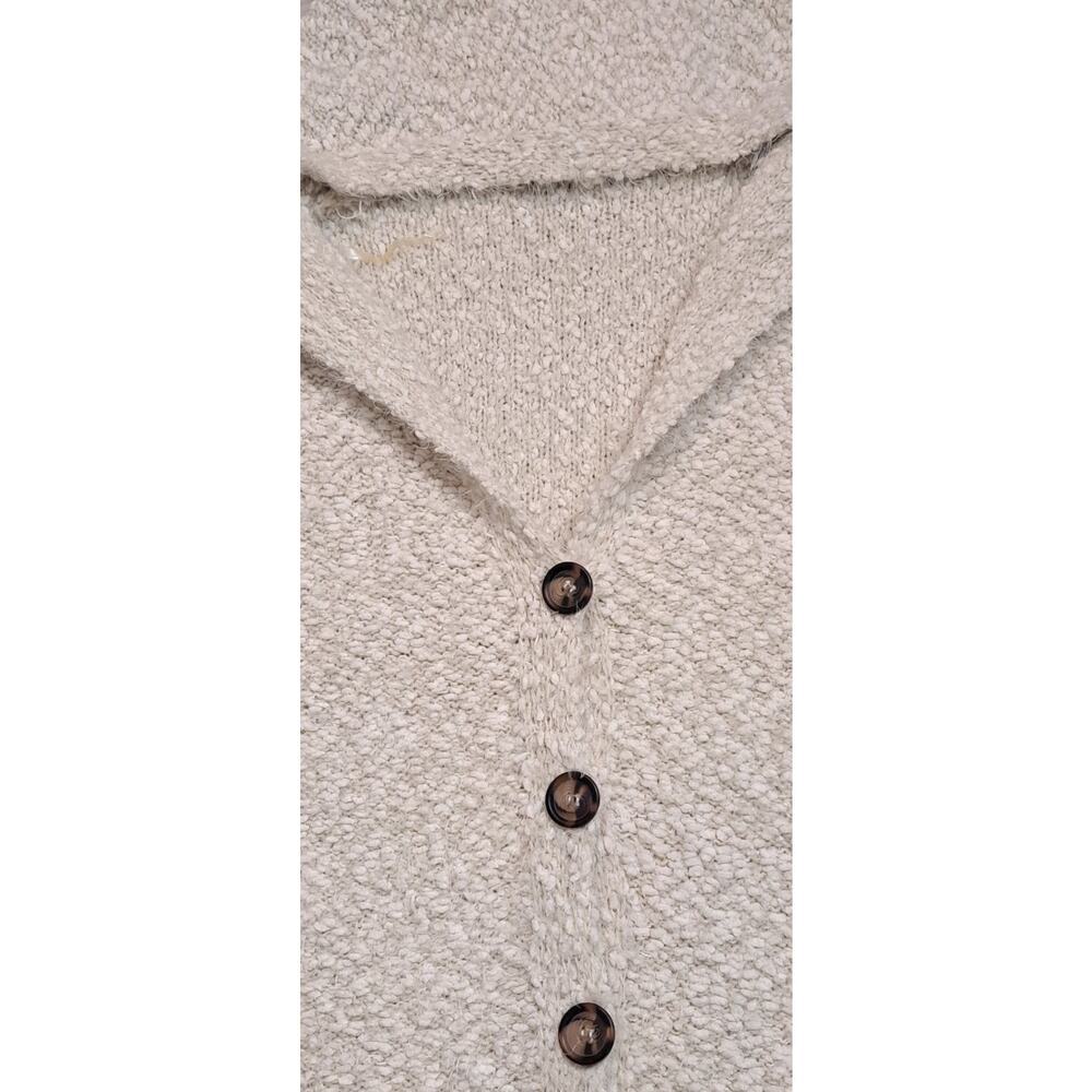 POL Cream Hooded Textured Boucle Sweater Cardigan Large Slouchy Boho Lounge - Picture 4 of 6